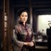 香港三级片代表女演员叶玉卿，身着旗袍在摄影棚内接受访问，温婉中透出独立气质